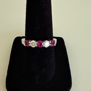 Silver and Pink Stone Women's Ring